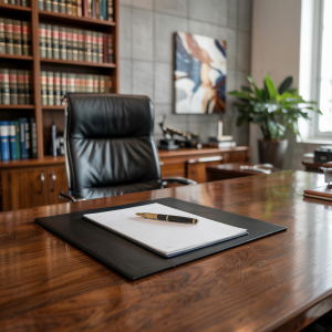 A powerful judicial hammer delivering a decisive ruling in a formal courtroom